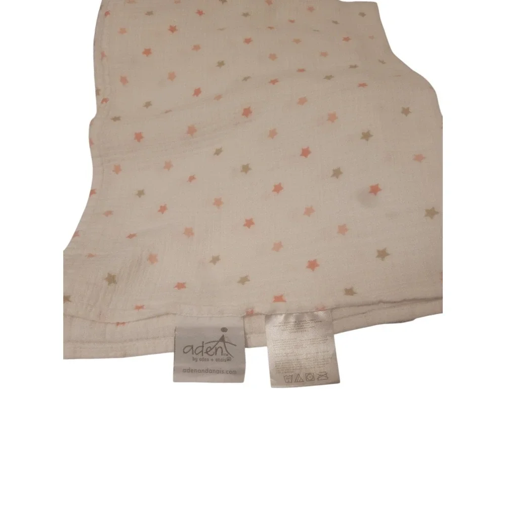 Aden by Aden + Anais  Swaddle‎ Blanket White Pink Brown Tan Stars Muslin
